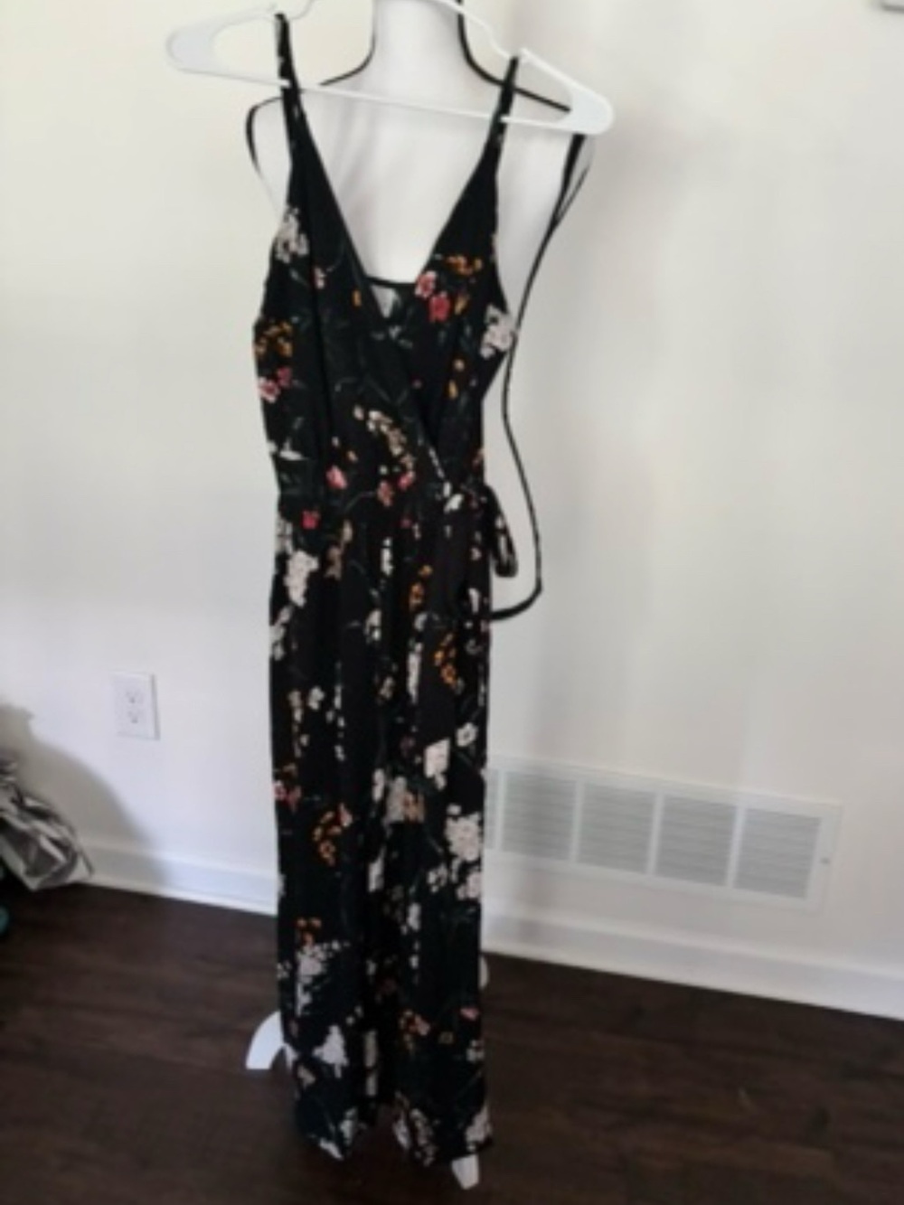 Black Floral Wrap Jumpsuit